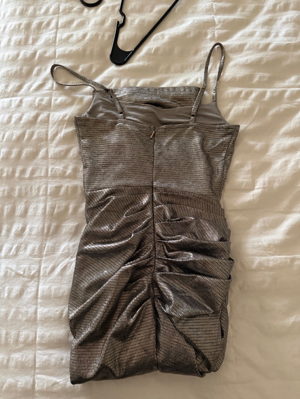 JLUXLABEL Metallic Silver Ruched Mini Dress - Picture 5 of 6